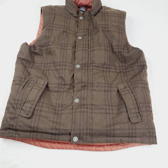 Prana Men's Brown Plaid Portal Reversible Sleeveless Padded Puffer Vest Size L - Picture 2 of 8